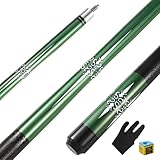 ASMPCUE Pool Queue, 58 Zoll Billard Queue 13mm Spitzen Pool Cue für Professionelle Billardspieler, 1/2 Maple Queue Sticks für Billard Tisch Sport, Bar Pool Table Sticks for Men Women, Grün