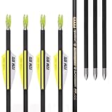 12 Stück WettkampfpfeileID 4,2 mm Spine 300 400 500 600 700 800 900 1000 1100 1200 1300 1400 1500 Gelb Weiß Luftkanäle Vane Pfeil, für Bogenschießen (29inch,Spine 1000)