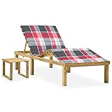 WDGJJFECNMUEHI Outdoor-Sonnenliegen Freizeit-SonnenliegenGarten-Sonnenliege mit Tisch und Auflage Kiefer ImprägniertGeeignet für Strand, Meer, Garten