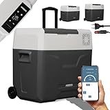 Arebos Kompressor Kühlbox mit Rollen 47L Elektrische Gefrierbox mit APP & Smart-Steuerung Kühl- und Wärmefunktion Mobile Kühltruhe mit USB-Anschluss 12/24 V 230V für Auto,LKW,Camping,Boot,Wohnmobil