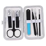 DEARMAMY 7 Stück Teiliges Tragbares Nagelpflege Set mit Nagelschneider Augenbrauen und Pinzette für Zuhause und Reisen und Rostfrei