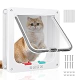 Große Katzenklappe (Außen Größe 25 x 23.5 cm),4 Wege Verriegelung große Katzentür,Katzenklappe Innentür,Hundeklappe,Katzenklappe Außentür,Wetterfeste Katzentür für Innen Außentür,Fenster,Wand