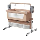 Doraystar Beistellbett Baby, Convertible Großer Raum Babybett für Co-Sleeping, Baby Beistellbett Boxspringbett mit Rollen Multifunktionale Faltbare mit 5 Schwankende Getriebe (601 Brown)