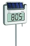 TFA Dostmann AVENUE PLUS Digitales Gartenthermometer mit Solarbeleuchtung Silber (L) 175 x (B) 38 x (H) 1145 mm
