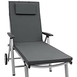 Beautissu Gartenliege Auflage Sonnenliege 200x60x5 cm Loft RL – UV-Beständige Sonnenliegen Liegestuhl Auflage mit Reißverschluss – Liegenauflage Polster Gartenmöbel Polsterauflagen Graphitgrau