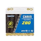 Fahrradkette 6/7/8 Fach Fahrrad Kette Gold 1/2 x 3/32 Inch 116 Glieder Kette Fahrrad Set Bmx Kette Mtb Kette Mountainbike Fahrradketten Fahradkette Bike Chain Fahrrad Zubehör Kettenwerkzeug