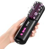 Kabellose Haarglätterbürste, tragbare Haarglätterbürsten für unterwegs, Negativ-Ionen 9600 mAh, per USB wiederaufladbar, beheizte Glättungsbürste, heißer Kamm für Frauen, Bartglätter für Männer