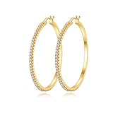 XOEMEL Creolen Gold für Damen, Cubic Zirkonia 14K Vergoldete Ohrringe Silber, Hypoallergene Schmuck Geschenke für Frauen