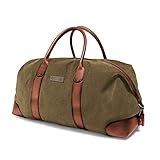 DRAKENSBERG Weekender 'David' (L) - Vintage Reisetasche Herren, Damen aus Canvas mit Leder, erweiterbar, 60L - Oliv-Grün, DR00126