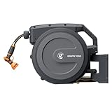 Giraffe Tools Einziehbare Gartenschlauchtrommel, 1,6 cm x 27,4 m, Schlauchtrommel für den Außenbereich, wandmontierte Wasserschlauchtrommel mit 180-Grad-Drehhalterung, Verriegelung jeder Länge, 9