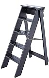 DUANHOZ Klapptritt/Leiterhocker mit 5 Stufen, Rutschfester Sicherheitstritt mit verbreiterten Sitzflächen, ideal für den Haushalt.