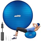 EDIFIT, Gymnastikball, 55, 65 und 75, Pezziball, Einschließlich Inflator, Pilates Ball, Sitzball, Pilates, Yoga Ball, Gymnastik (75 cm, Blau)