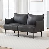 chairus 2 Sitzer Sofa Couch für Wohnzimmer PU Leder Loungesofa Sektionssofa Couch mit Metallbeinen Polstersofa Bettsofa Schlafzimmer Büro (Dunkelgrau-2)