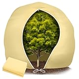 Behiruch Pflanzenschutz Winter, 240x200CM Winterschutz für Pflanzen mit Reißverschluss Zugband, Reißfester, Atmungsaktiver, Wiederverwendbarer für Kübelpflanzen, Olivenbaum, Palmen (Beige) (240x200CM)