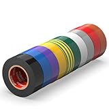 ERKO Isolierband Multicolor 10er Pack 15mm x 10m PVC Elektrische Leitungen Reparatur, Hochflexibel mit starker Klebekraft, Chemiebeständig, Wasserfest, Farbig Set, Klebeband, bunt