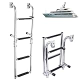 DOJOEUU Klappbare Bootsleiter mit 3/4 Stufen, Edelstahl-Badeleiter mit Kunststoffclips, Einstiegsleiter, Tragkraft 200 kg, Bodenleiter für Pool, Boot, Yacht, Ponton(4 Steps)