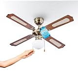 Wintem - Deckenventilator 60 W mit Licht Ø106 cm mit Flügeln aus Holz für Wohn- und Arbeitsumgebungen, integrierte Beleuchtung durch Lampe E27, leiser Motor und umkehrbare Rotation