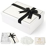 Geschenkbox mit Deckel Geschenk Box mit Zartem Schleifenband Geschenk Box Tiefe 9 cm Geschenkbox Groß für Festivals, Geburtstagsgeschenke, Valentinstag, Jubiläumsgeschenke, Hochzeiten (Weiß)
