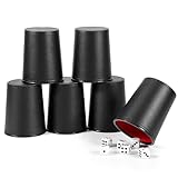 X SIM FITNESSX Leder Würfelbecher Set, 6 PU Würfel mit Becher + 30 Punktwürfeln für Bar-Party Yahtzee Farkle Würfelspiele (schwarz rot)