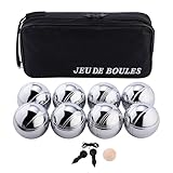 Engelhart - 010203 - Transporttasche mit 8 Boules Pétanque - Inklusive Distanzmesser - Praktische Tasche - Outdoor-Spiel - Metall-Boules und Holz-Cochonnet - Ab 6 Jahren