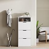 Schuhschrank mit 3 Fächern zum Klappen Schuhkommode Schuhe Kommode Schuh-Kipper modern Garderoben-Möbel Trennwand verstellbarSchuhaufbewahrung wolkenweiß für 14-18 Paar Schuhe, Flur, 24 x 60 x 139 cm