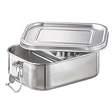 Newaner Edelstahl Brotdose, 800ml auslaufsichere Brotdose mit herausnehmbarer Trennwand, nachhaltige und umweltfreundliche Brotdose, Stainless Steel Children's Lunch Box with Compartments