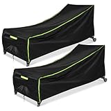 GARPROVM Gartenliege Abdeckung Wetterfest 2 STK, Schutzhülle für Loungeliege 200x75x40/70cm, 210D Oxford Gewebe Wasserabweisend Staubdicht mit Belüftung, Outdoor Abdeckplane für Sonnenliege Liegestuhl