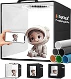 DUCLUS Fotobox, 25x25 cm Fotostudio Set für Produktfotografie, Faltbare Mini Lichtbox mit 96 LEDs, 6 wasserdichte PVC Hintergründe für kleine Gegenstände