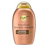 OGX Brazilian Keratin Smooth Shampoo (385 ml), glättendes Haarshampoo mit Keratin, brasilianischem Kokosöl, Avocadoöl und Kokosnussbutter, ohne Sulfate