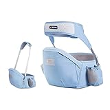 SONARIN Baby Hüftsitz,Ergonomischer Taille Hocker Baumwolle Babytrage Hipseat Hüfttrage mit Sicherheitsgurt & Einzelnem Schultergurt Multi-Position Bauchtragen für Neugeborenes Kinder(Blau)