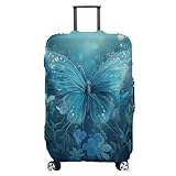 wxlmom Kofferschutzhülle L Blau Schmetterling Elastische Koffer Cover Kofferüberzug Schutzhülle,Waschbar Staubdicht Kratzschutz & Reißfest Kofferhülle,Kofferschutzhülle