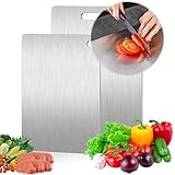 Titan Schneidebrett, 2 Stück Cutting Board, Schneide-brett Edelstahl, Dickes Metallschneidebrett, Doppelseitiges Schneide-brett in Lebensmittelqualität, Auch als Nudelbrett, Backbrett (B)
