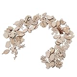 NUOBESTY 100 Stück Unbehandelte Holzformen für Bastelarbeiten Diy Tiere Pilze Eicheln für Herbstdekoration für Kreative Projekte