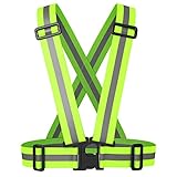 YMWALK Reflektierende Weste, Warnweste mit hoher Sichtbarkeit Einstellbare Sicherheitsausrüstung für Sportgeräte, geeignet für Nachtläufe im Freien Radfahren Gehen Männer Frauen Kinder(Grün)