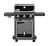 Weber Spirit E-320 Classic Gasgrill, 3 Brenner + Seitenkocher, 52 x 45cm Grillfläche, Warmhalterost, Deckelthermometer, abklappbarer Seitentisch (rechts), 4 Räder - Schwarz (46415079)