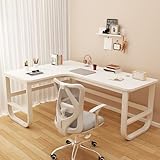 Faltbarer L-förmiger Laptop-Schreibtisch, platzsparender Arbeitszimmerarbeitsplatz mit stabilem Metallrahmen für Home Office oder Schlafzimmer