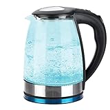 Glas-Wasserkocher mit Temperaturregelung, 2200 W, schnell kochender elektrischer Wasserkocher mit automatischem Abschalt-Koch- und Trockenschutz, 7 Farben, LED-Licht, 220 V, 1,8 l, praktisch Warm as