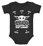 MoonWorks® Baby Body mit Spruch Papa du schaffst das lustiges Geschenk für Väter Bio-Baumwolle Jungen & Mädchen schwarz 0-3 Monate