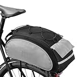Buliezy 2 IN 1 Gepäckträgertasche, 13L Hochvolumen Reflektierend Multifunktionaler Fahrradtaschen für Gepäckträger Mehrere Fächer mit Schulterriemen, Pendlerreisen Fahrrad Taschen hinten Schwarz