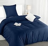 Utopia Bedding Bettwäsche 135x200 Set - Mikrofaser Bettbezug 135x200 cm + 1 Kissenbezug 80x80 cm -Blu Navy