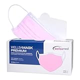Wellsamed Wellsamask 50 Stück medizinischer Mundschutz Type IIR mit Gummizug, einfarbig Rosa