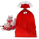 Wolkstello Weihnachtssack Groß, Weihnachtsmann Sack, Nikolaussack Santa Sack Geschenkesack, Christmas Sack Rot Weiß für Weihnachtsmann Accessoire Weihnachten Geschenke 70 x 100 cm