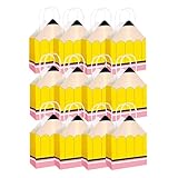 Taschen für den Schulanfang, 12 Stück, Papiertüten in Bleistiftform – Partyzubehör für Geburtstag, Abschlussfeier, Hochzeit, Geburt, Schulanfang, Kindergarten, Taschenrechner