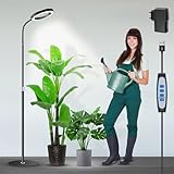 Garpsen Pflanzenlampe, Pflanzenlampe LED Vollspektrum mit Standfuß, 3 Farben Grow Light mit Timer 6/12/16H, 5 dimmbare Stufen, 58cm~170cm Höhenverstellbar für große Pflanzen oder Samen