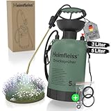 Heimfleiss® Drucksprüher 5 Liter | Pumpsprühflasche Garten & Auto | Sprühflasche Pflanzen 5 L | Gartenspritze Drucksprüher 5L | Pump Spritzflasche Rückenspritze Pflanzensprüher für mittlere Gärten