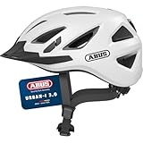 ABUS Stadthelm Urban-I 3.0 - Fahrradhelm mit Rücklicht, Schirm und Magnetverschluss - für Damen und Herren - Weiß, Größe M