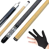 GamePoint Pool Billardqueue Strong Black aus Hartholz in toller klassischer Optik, Queue zweiteilig, das Oberteil mit 12 mm Schraubleder, Länge ca. 147 cm inkl. Handschuh