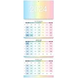 Colorage 3 Monatskalender 2024 - Wandkalender 2024, Monatskalender von Dezember 2023 bis Januar 2025, 79.5 x 29.5 cm, Mehrfarbig