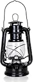 Stalllaterne: Nostalgische Petroleum-Sturmlaterne mit Glaskolben, Black 24 cm Stalllaterne Petroleum, Sturmlampen, feuerfest (1pcs Black)