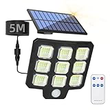 Wegoodlife Solarlampen für Außen mit Bewegungsmelder, Solar LED Strahler mit Fernbedienung, IP65 Wasserdicht Solarleuchte Aussen, Split Solar Panel Außenleuchte mit 5m Kabel für Garage Garten Hof